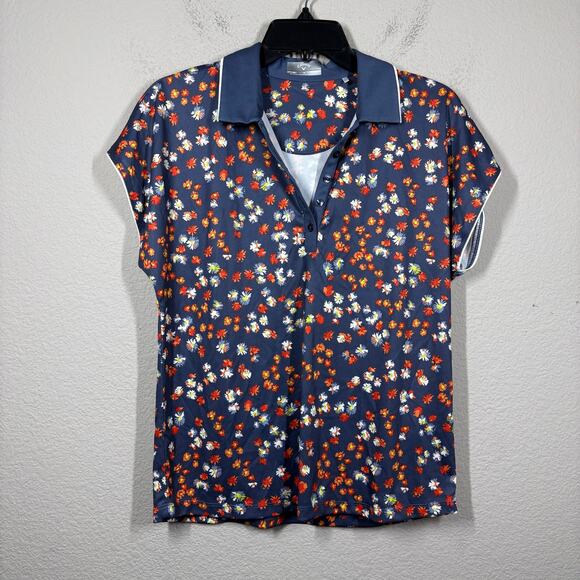 Callaway Tops - Callaway Medium Opti Dri Golf Polo Shirt Blue Floral Daisy Popover Collared